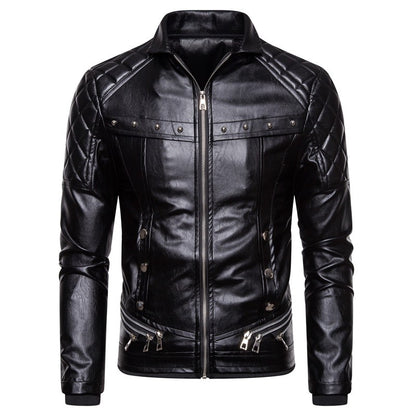 New Winter Fleece Motorcycle Leather Jacket Men Turn Down Fur Collar Slim Fit Warm PU Bomber Jackets Coats Mens Moto Biker Coat
