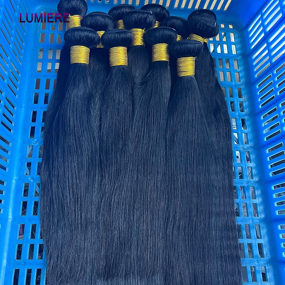 Cabelo Humano Liso Extenso de 8 a 40 polegadas, Pacotes de 1/3/4 peças, Cabelo Brasileiro para Mega Hair, Cabelo Humano Cru, Pacotes em Oferta, Extensões de Cabelo Virgem Lumiere