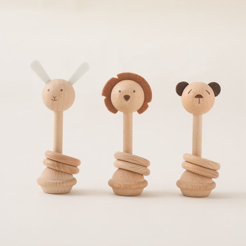 Wooden Animal Rattle Toys for Newborn Wooden Teether Baby 0 12 Months Baby Accessory Cartoon Novel Baby Care Tools Teether Toys