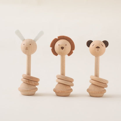 Wooden Animal Rattle Toys for Newborn Wooden Teether Baby 0 12 Months Baby Accessory Cartoon Novel Baby Care Tools Teether Toys