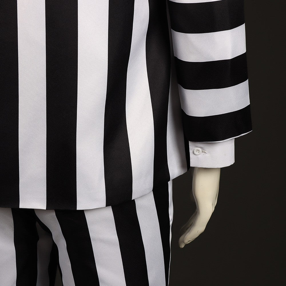 Underworld Master cosplay costume  Michael Keaton black and white striped suit cosplay Halloween costume