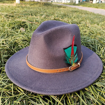 Chapéu Fedora Novo de Camurça 2023 Masculino e Feminino Outono Chapéu Panamá Jazz Estilo Britânico Elegante Retrô Fedora Chapéu de Aba Larga