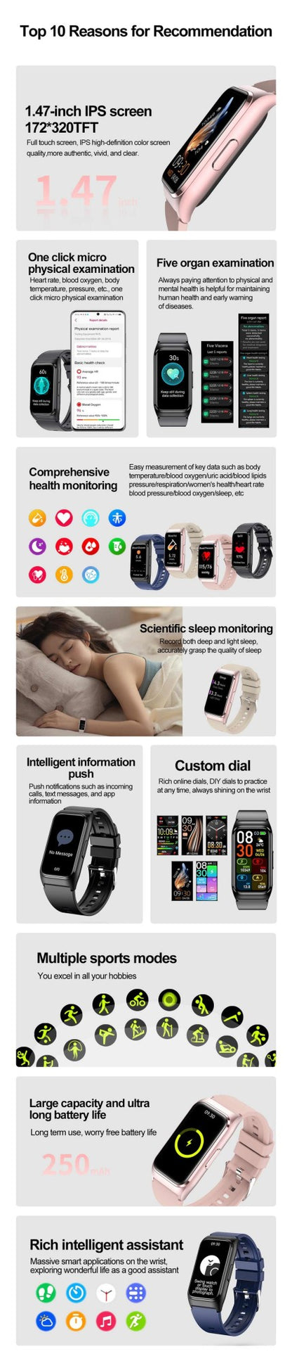 ECG+PPG Smart Watch Health Monitoring Blood Pressure Uric Acid Blood Fat bracelet Bluetooth Call Reminder Waterproof SmartWatch