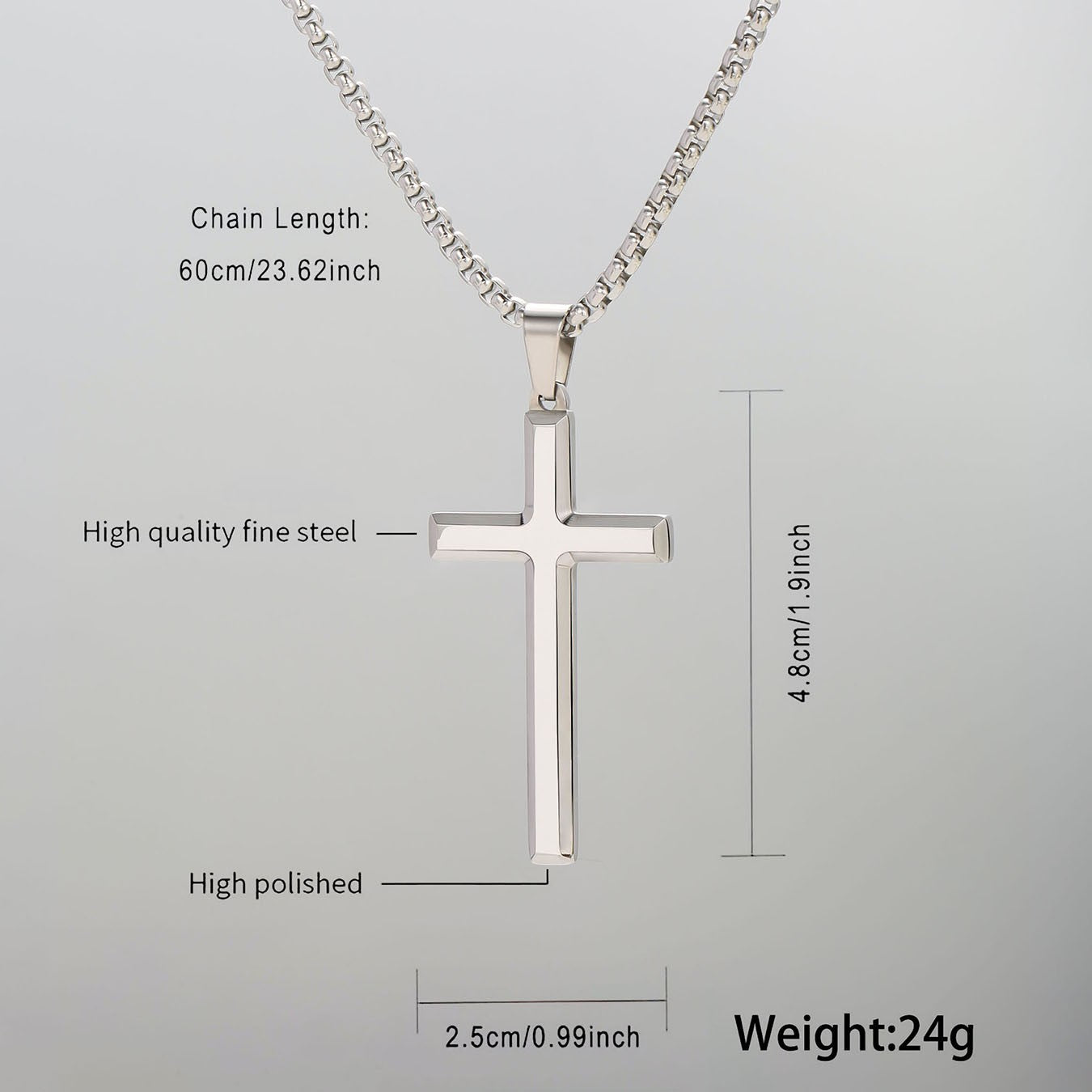 Colar Masculino Minimalista Aço Inoxidável Cruz de Jesus para Homem