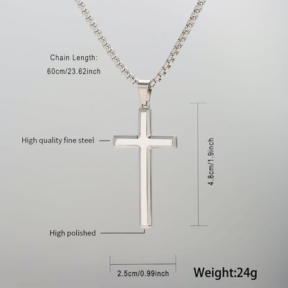 Colar Masculino Minimalista Aço Inoxidável Cruz de Jesus para Homem