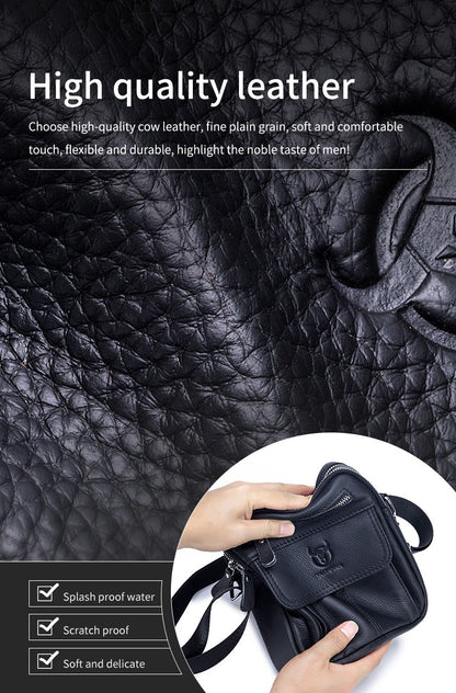 Bullcaptain Casual Men's Shoulder Bags Business Messenger Bag high-Quality Men's Cow Leather Bag's Mini Large Capacity Pocket