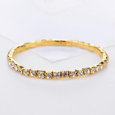 New Fashion Crystal Women's Bracelet Bangle Chains Crystal Gold Color Elastic Bracelets Hand Jewelry Wedding Accessories