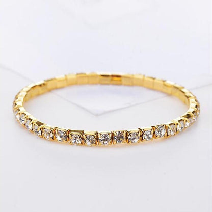 Nova Moda Cristal Bracelete Feminino Pulseiras Corrente Dourada Elástico Pulseiras Jóias de Mão Acessórios de Casamento