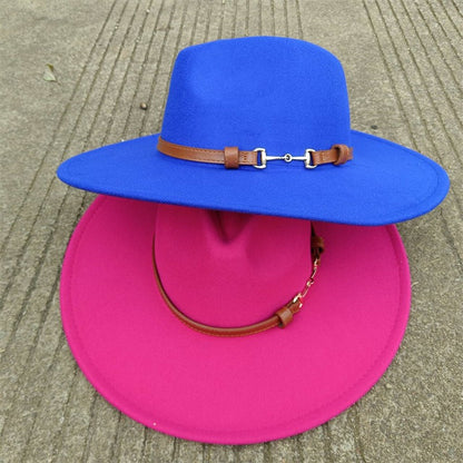 Chapéu Fedora de feltro liso com coroa em formato de gota para homens e mulheres novo cinto de couro Chapéu Panamá ????? ???????