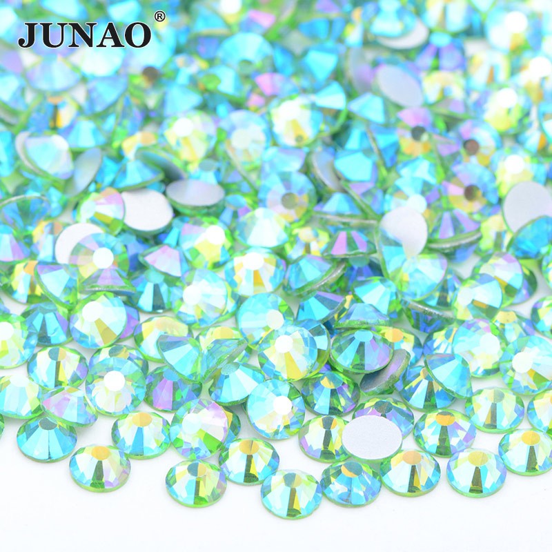JUNAO Wholesale SS6 SS10 SS12 SS16 SS20 SS30 Flatback Glass Rhinestones Clear Cr