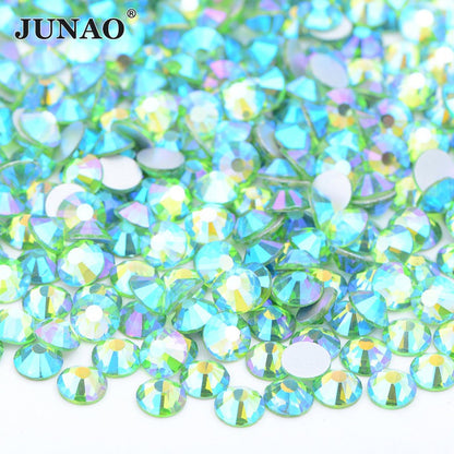 JUNAO Wholesale SS6 SS10 SS12 SS16 SS20 SS30 Flatback Glass Rhinestones Clear Cr