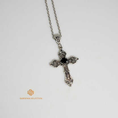 Colar com Pingente de Cruz de Cristal Estilo Punk Gótico Colar de Clavícula Joias Estéticas Presentes para Festa Masculino Feminino