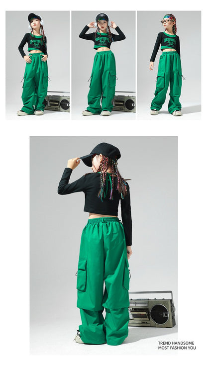 Roupa de Bebê Roupa Infantil da Moda Calças Cargo Menina Dança Hip-hop Roupa Larga de Rua Calças Infantis Casuais Meninas