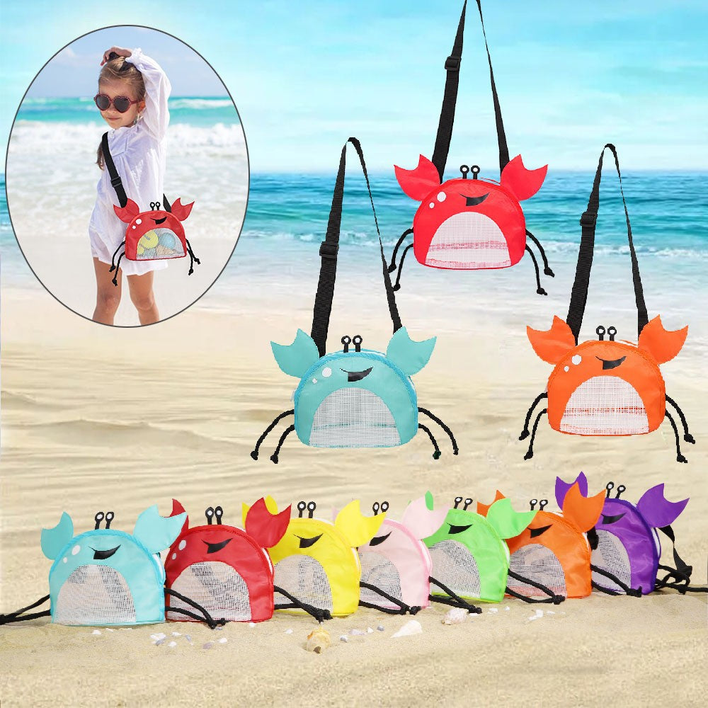 Crab Children's Beach Bag Storage Bag Outdoor Shell Bag Travel Crossbody Small Backpack Toy Storage Bag