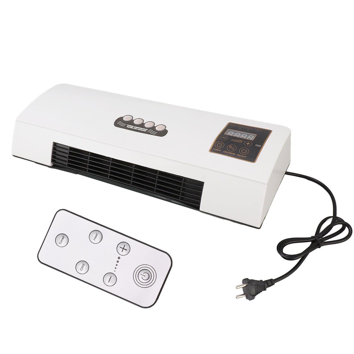 Ventilador Quente de Ar Condicionado de Parede, Controle Remoto de 10m, Aquecedor de Ar Condicionado de 1800W para Quarto