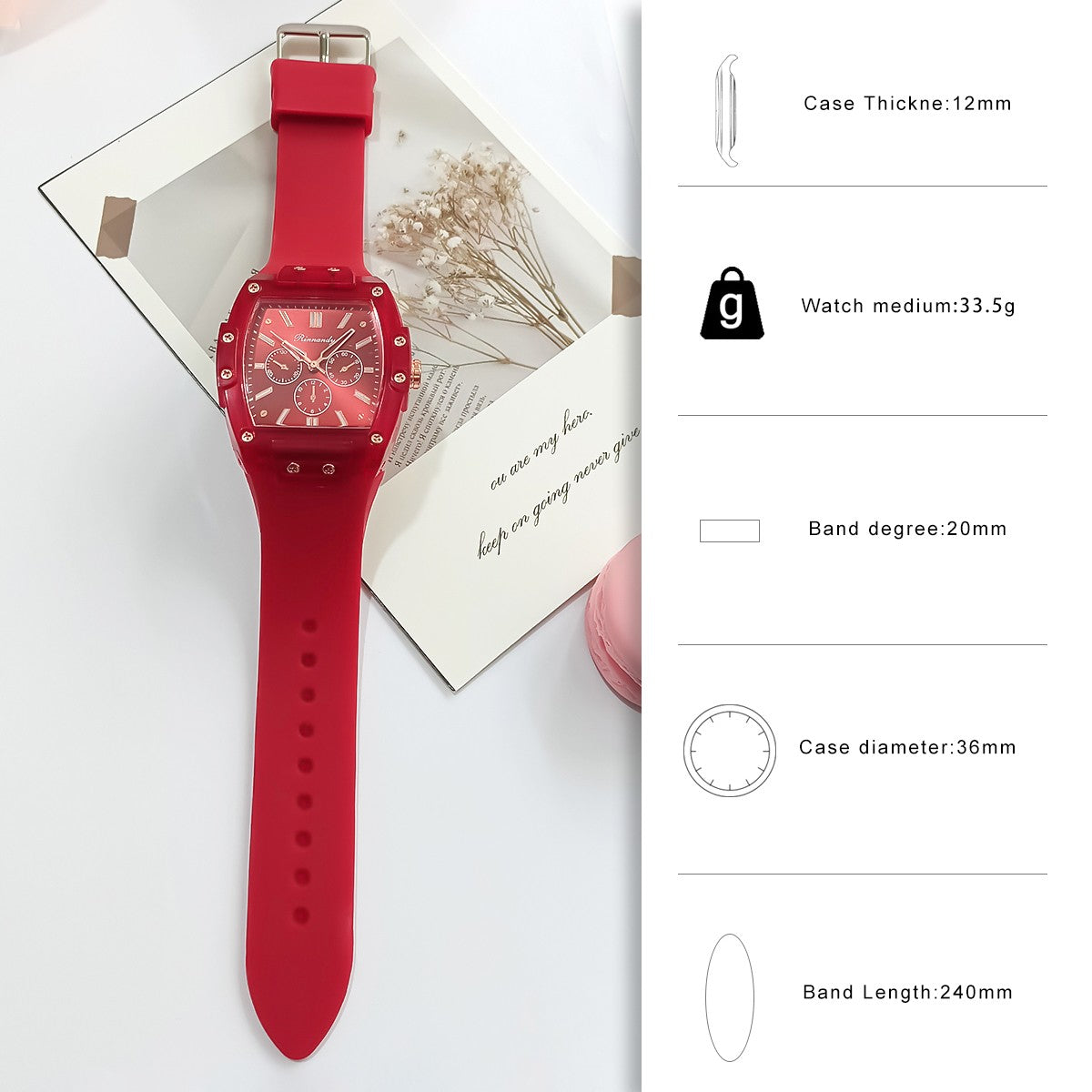 Cross border foreign trade new sports and leisure square silicone scale three eye women's quartz watch manufacturer in stock