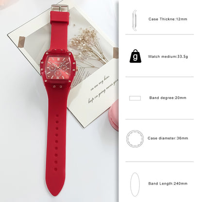 Cross border foreign trade new sports and leisure square silicone scale three eye women's quartz watch manufacturer in stock