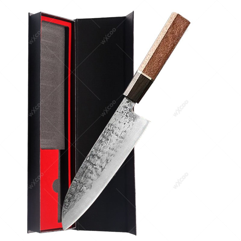 WXCOO Forged Hammer Pattern Japanese Santoku Knife Meat Cleaver Professional Chef Knife Kitchen Vegetable Fruit Slicing Knife