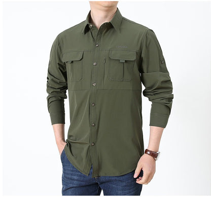 Summer Jacket Upf 50+ Sun Protection Fishing Shirts Men's Quick Dry Long Sleeve Shirts Mesh Breathable Hiking Work Cargo Shirts