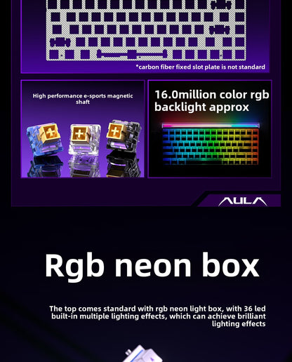 AULA HERO 84 HE Wired Mechanical Keyboard Music Rhythm RGB Backlit Magnetic Switch 8K Return Rate 128K Scan Rate Gaming Keyboard
