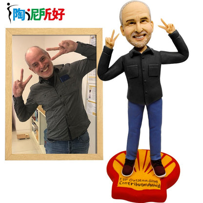 Bonecos Bobblehead Personalizados Feitos à Mão, Bonecos de Argila Personalizados Estatuetas Escultura a partir de foto, Presente de Natal para o Marido