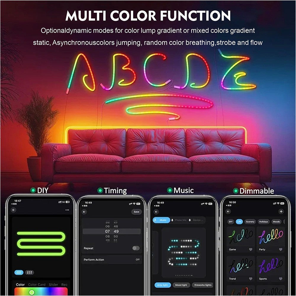 5V RGB Neon Strip Light 1M 2M 4M 5M USB Waterproof Flexible Ribbon Tape Neon Lights With Bluetooth Remote Control For Home Decor