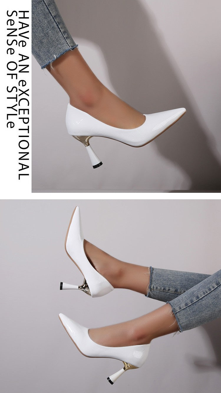 Plaid Classic Casual High Heels New Pattern Embossed Fashion Oversize Shoes In Autumn and Winter 2022 Pumps Women Shoes
