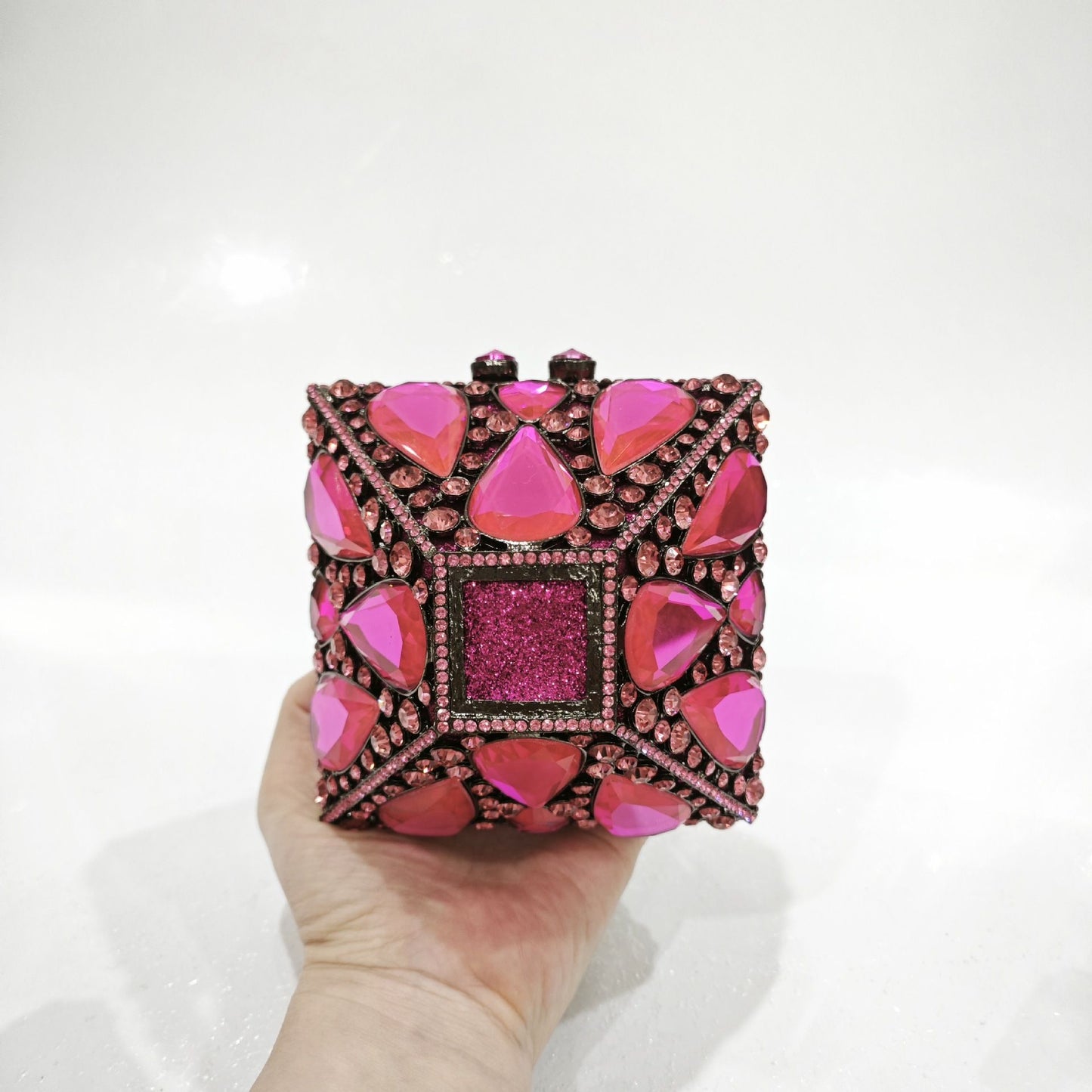 XIYUAN Luxury Glitter Metal Box Women Handbag Crystal Clutch Purse Wedding Party Bling Shiny Small Bags Rhinestones Evening Bag