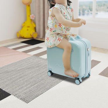 Mala de Viagem, Maleta de Viagem Infantil Portátil, Mala de Rodinhas de 18 Polegadas para Crianças, Mala Infantil Azul Celeste, Natal