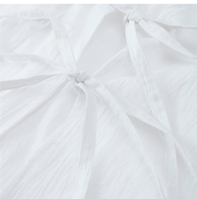 C.NEW S 2024 Spring New Female Street Tops Green Linen Lace Up Long Sleeve For Women Fashion Chic Casual Loose V Neck Shirt