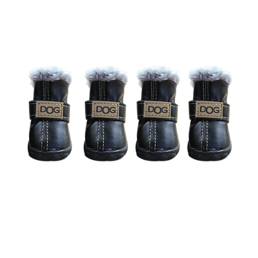 Botas de Chuva Quentes para Cães, Botas de Neve Impermeáveis para Pets, Sapatos Macios de Inverno para Cães, Pelúcia/PU Antiderrapante para Chihuahua, 4 Peças/Conjunto
