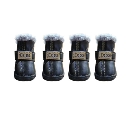 Botas de Chuva Quentes para Cães, Botas de Neve Impermeáveis para Pets, Sapatos Macios de Inverno para Cães, Pelúcia/PU Antiderrapante para Chihuahua, 4 Peças/Conjunto