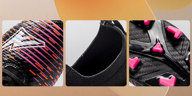 Unisex Soccer Shoes High-Tops Lace-Up Non-Slip Spikes Outdoor Sports Athletic Football Cleats for Professional Training Sneaker