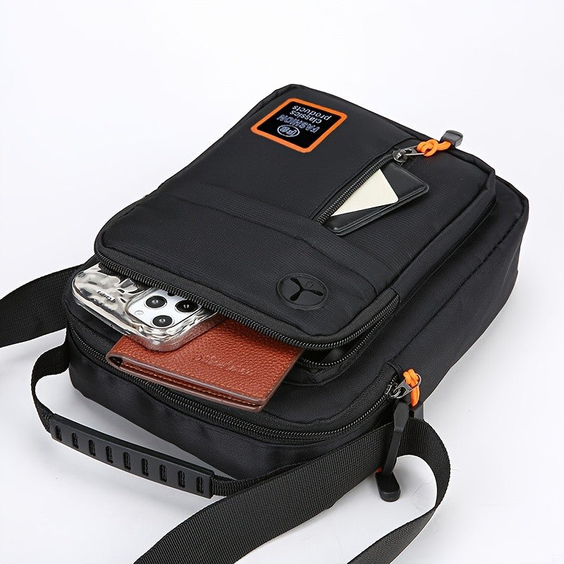 Stylish Men's Crossbody Bag with Headphone Jack, Multiple Pockets, Adjustable Strap, Ideal for Casual, Vacation Travel, Holiday