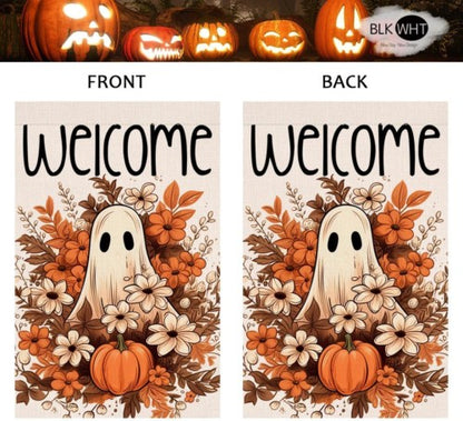 Halloween Ghost Garden Flag 12x18 Vertical Double Sided Spooky Pumpkin Fall Holi