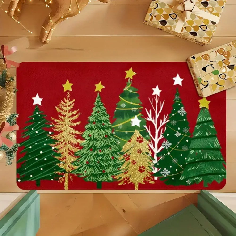 Merry Christmas Christmas Tree Enlargement Doormat Machine Washable for Living Room, Bedroom, Kitchen, Household Entry Doormat