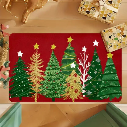 Merry Christmas Christmas Tree Enlargement Doormat Machine Washable for Living Room, Bedroom, Kitchen, Household Entry Doormat