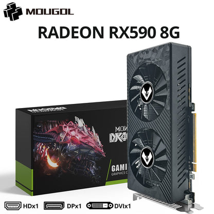 MOUGOL AMD Radeon RX590 GME 8G Placa de Vídeo GDDR5 2304 CUDA PCIE3.0x16 HDMI DP para Computadores Gamer