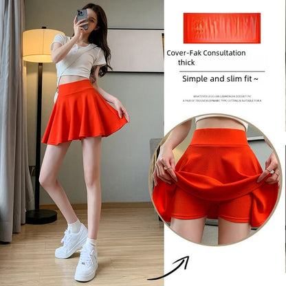 Bubble Short Skirt Women Half Skirt Anti Exposure High Waist Sun Underwear Hundred Pleats