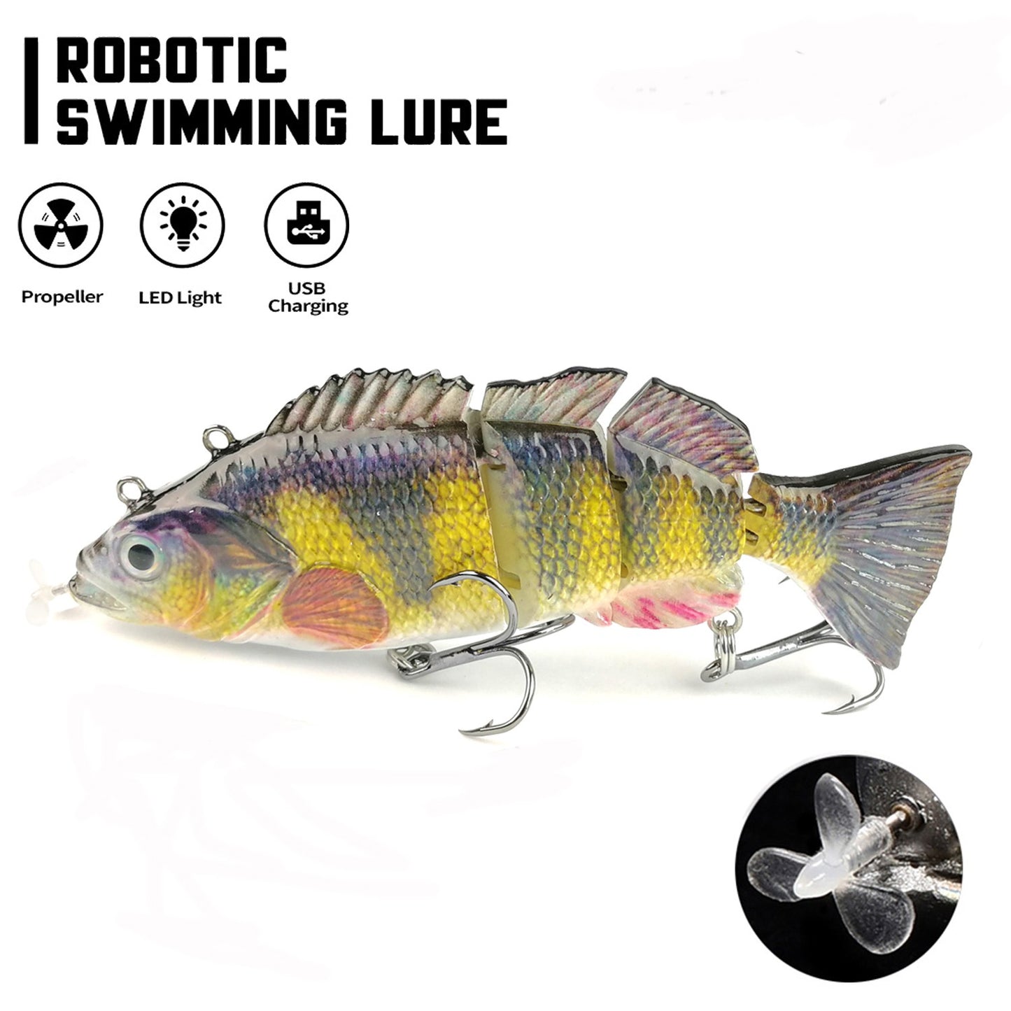 Iscas Robóticas de Natação 130mm 4 Segmentos Swimbait 35/54g Pesca Auto Elétrica Wobblers Recarregável USB Luz LED Para Baixo e Lúcio