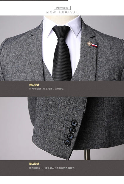 Traje De Hombre Elegante (Blazer+Vest+Pants) Men's Fashion Business Casual Slim Fit Wedding Business Suit Elegant Man Suit 6XL