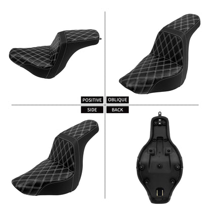Banco Duplo de Moto para Piloto e Garupa Almofada Dianteira Traseira para Harley Softail Sport Glide FLSB Low Rider FXLR FXLRS 2018 em Diante