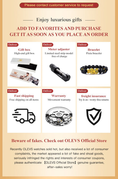 OLEVS Men's Watches Original Multifunctional Wlectronic Watch for Man Waterproof Luminous Alarm Clock Fashion Dress