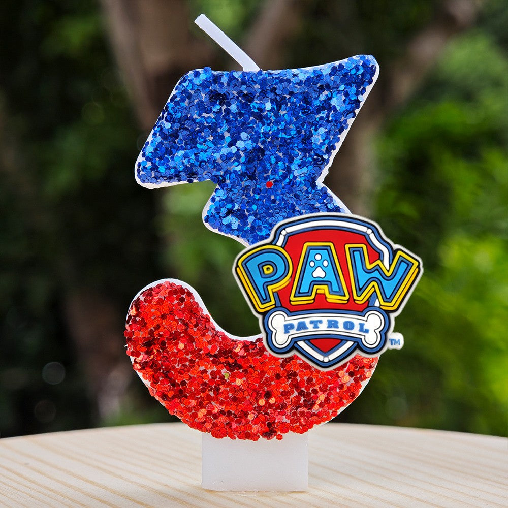 Paw Patrol Candle 0-9 Number Candle Paw Patrol Cartoon Character Party Cake Plug-in Birthday Cake Decoration Baby Shower Gift