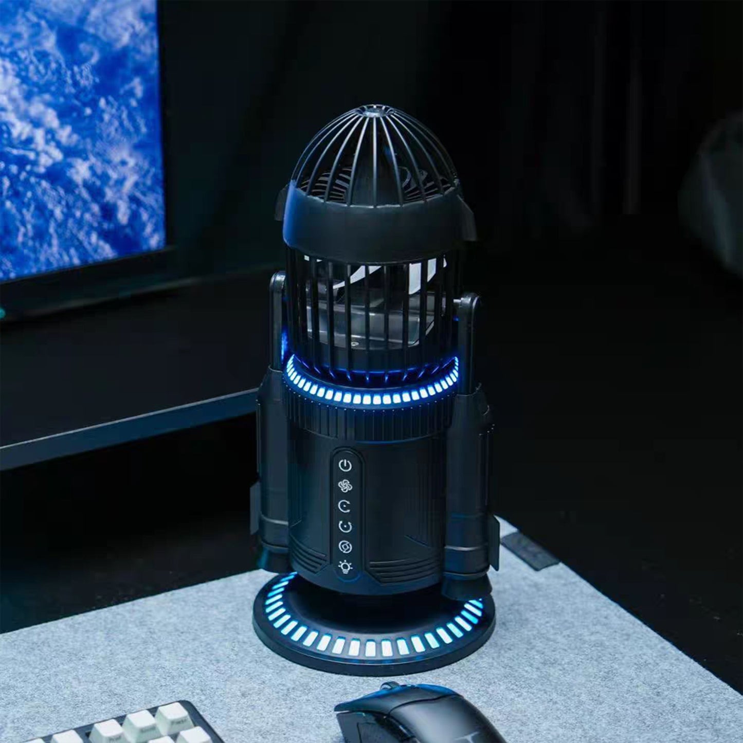 Creative Rocket Desktop Fan Battery Powered USB Rechargeable 3 Speed Quiet Cooling Fan for Office Desk Study Room Outdoor