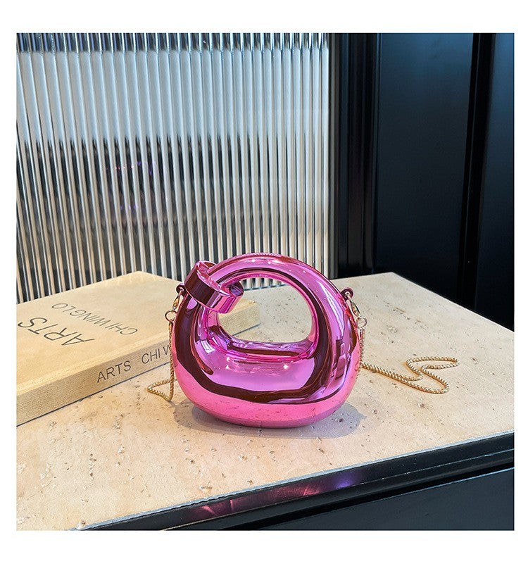 Fashion Crescent Mini Acrylic Chain Evening Bag for Women, Shoulder and Crossbody Bag