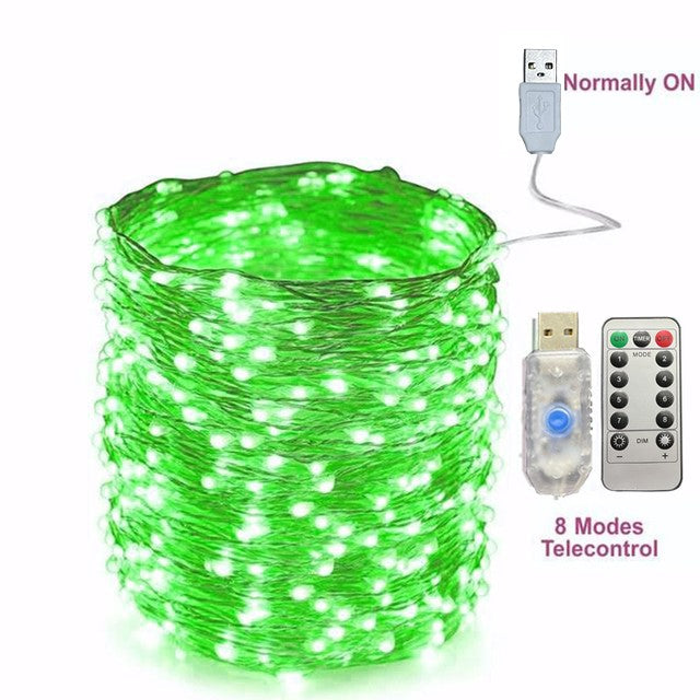 2/5/10/20/30M USB Fairy String Lights LED Sliver Wire Lights With 8 Lighting Modes Remote Control For Bedroom Christmas Decor