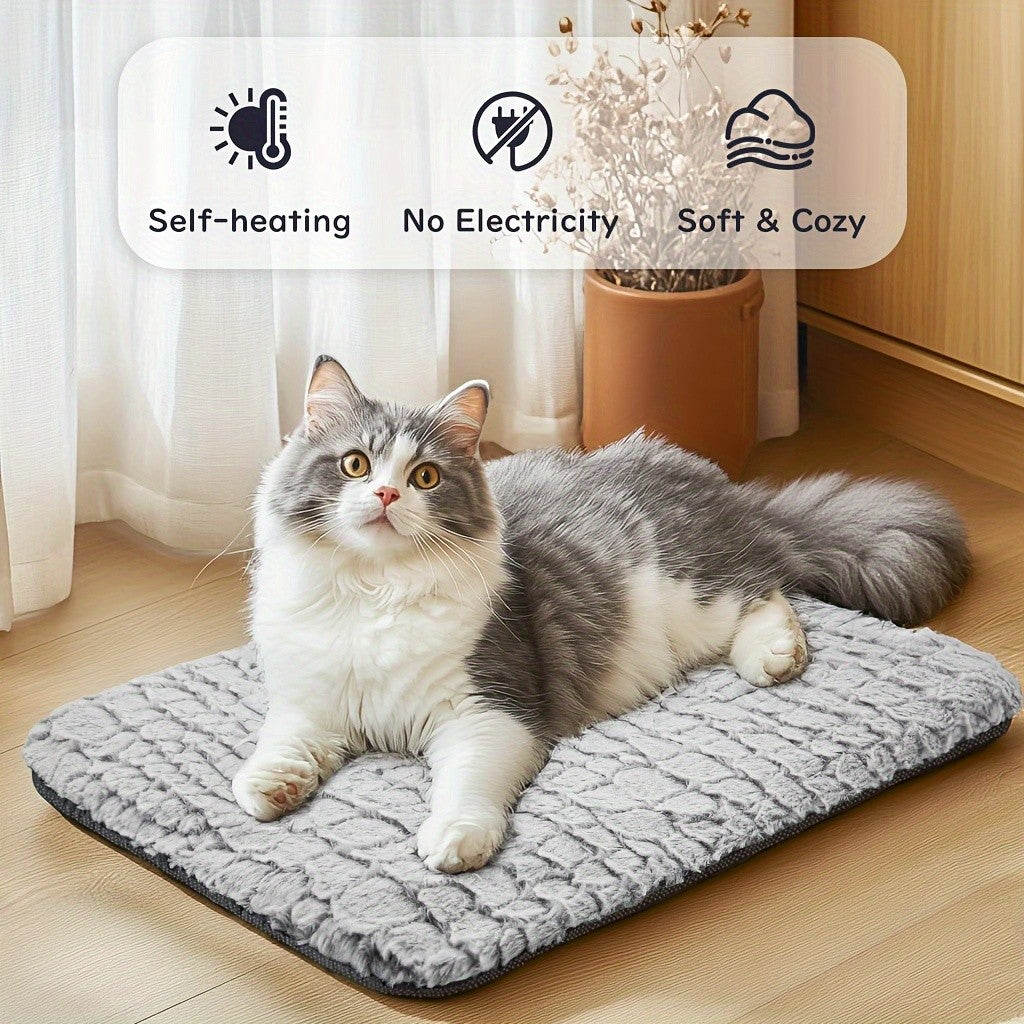 Cama Autorregulável para Gatos, Almofada Aquecedora Macia para Gatos e Cães Interna e Externa, Tapete Térmico Lavável Antiderrapante para Gatos
