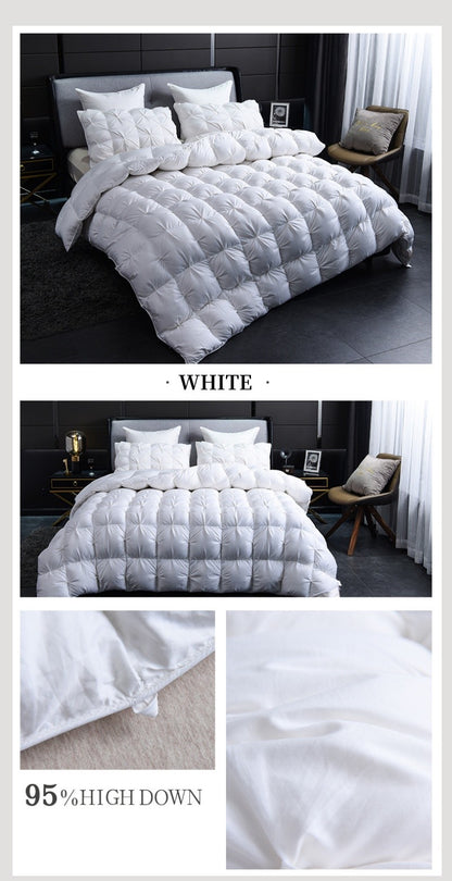 Edredom de Pluma de Ganso Branco Quente Inverno Grosso 3D Pão Edredom Plissado Cobertor Preenchimento para Colcha de Cama de Solteiro Casal