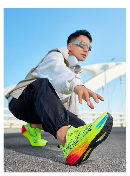 Fluorescence  Running Shoes Carbon Board Marathon Men Sports Lightweight Women's Comfortable Athletic Nonskid Sneakers Casual